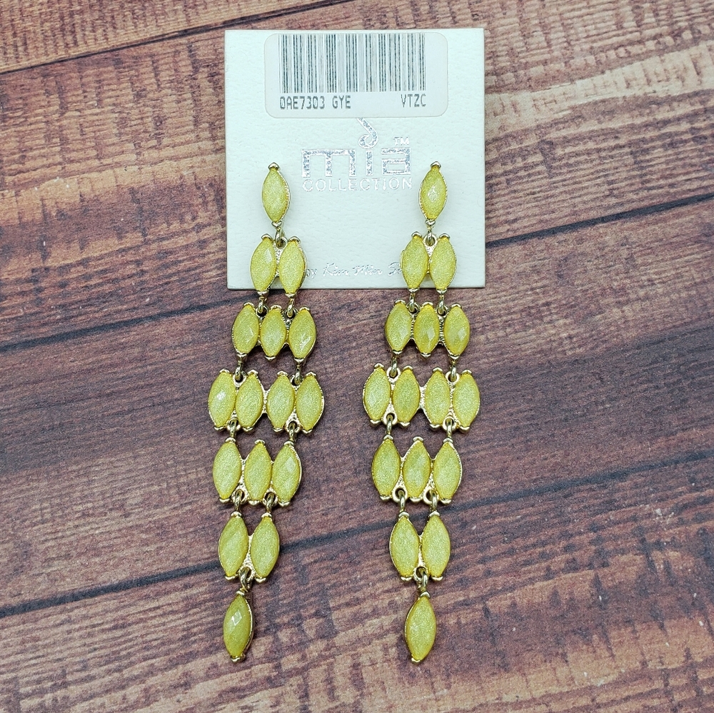 Mia Collection Dangle Earrings with Yellow Stones